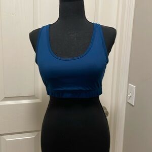 Zyia Blue Bomber Women's Sports Bra with lace back Size Large